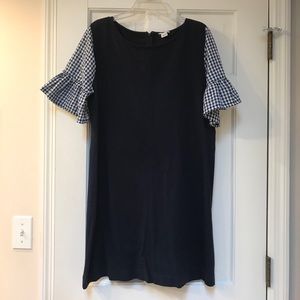 Navy blue dress with flare sleeves